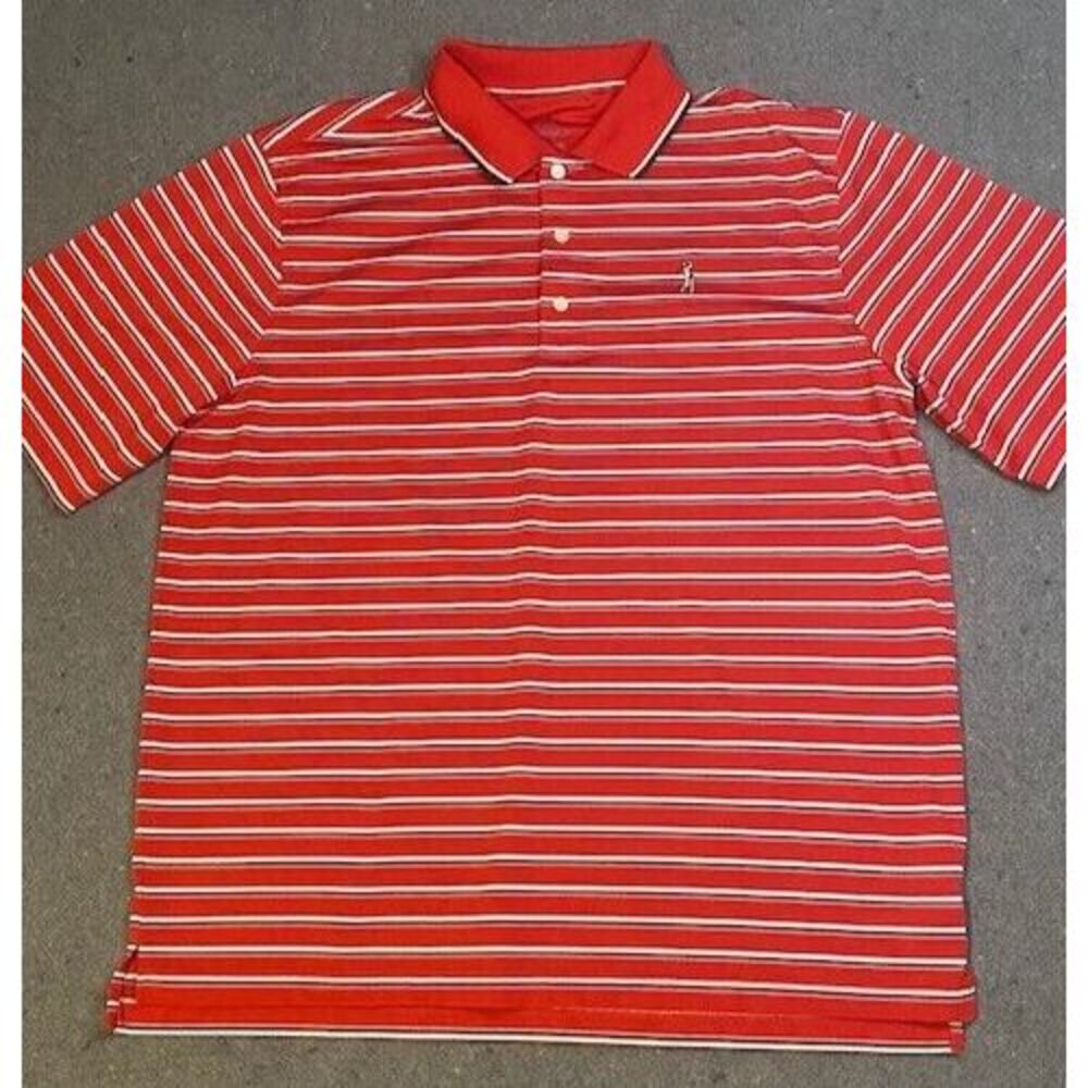 BOBBY JONES EMBROIDERED Men's Golf Polo Shirt‎ LARGE RED/WHITE/BLUE Stripes